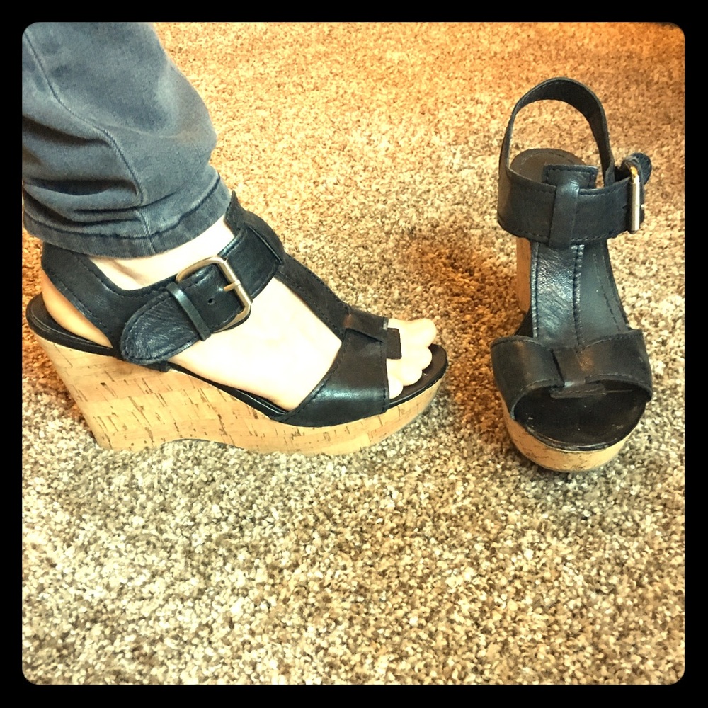 {Franco Sarto} leather sandal wedge heels